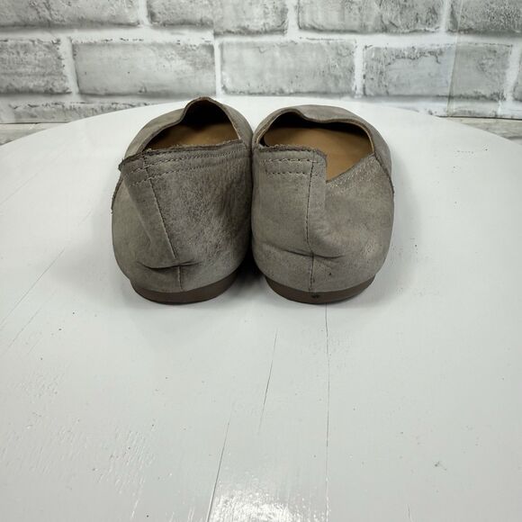 Lucky Brand Alba Women's Size 8.5 Grey Distressed Leather Ballet Flats - Picture 6 of 10